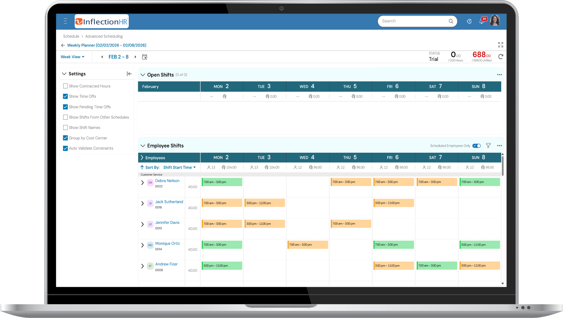 Scheduling Solution Device Screenshot