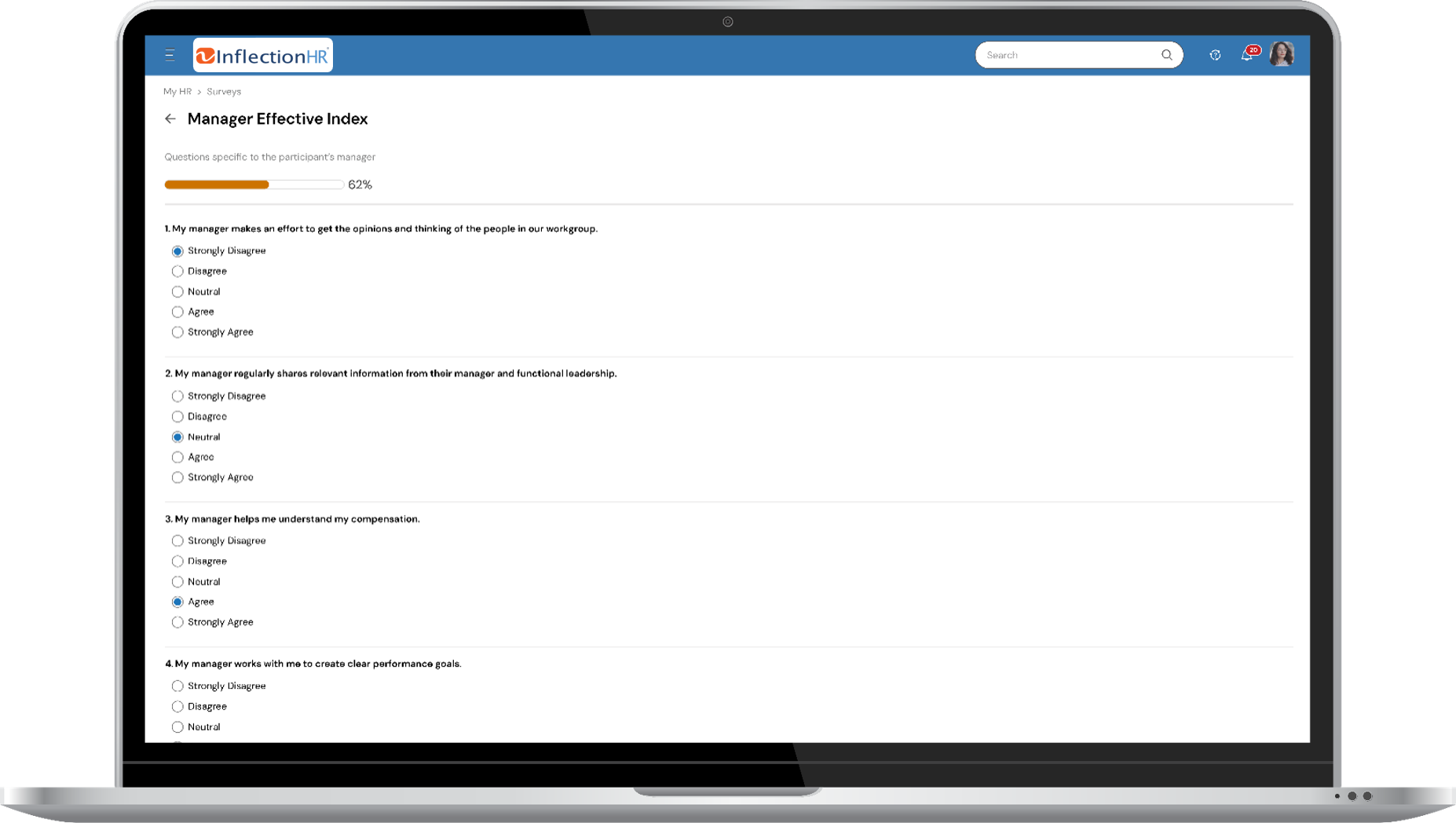 Employee Surveys Device Screenshot