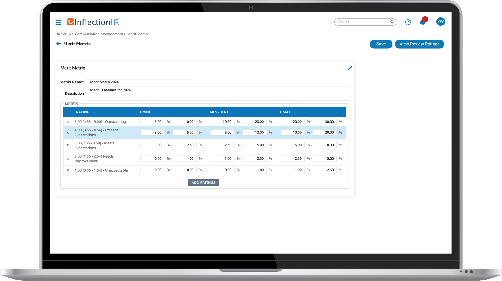 Cloud-Based Compensation Management Device Screenshot